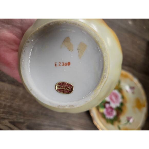 Vintage Enesco Japan Miniature Pitcher With Under Plate Painted Rose Gold Trim - Picture 4 of 10